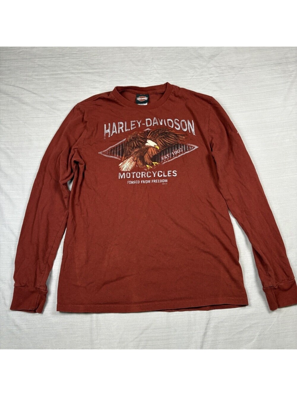 Harley Davidson Shirt Men's 2XL Red VTG 1990's Long Sleeve El Paso, Texas.